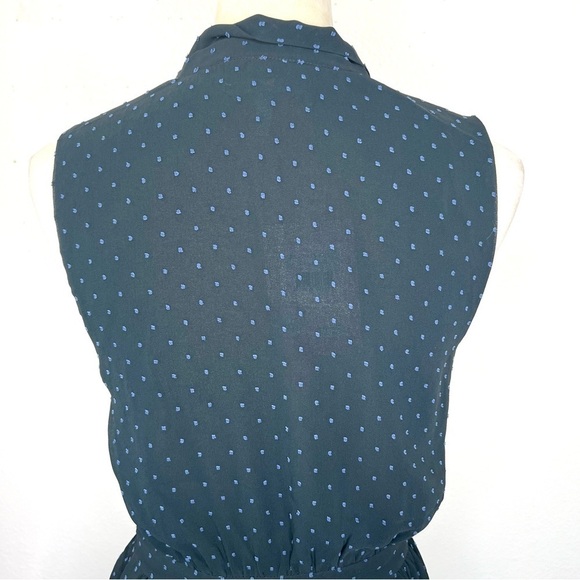 AVEC LES FILLES High Low Tie Neck Midi Dress Black Lapis Dot Size Small - Picture 8 of 15